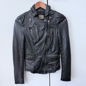 Muubaa Black Leather Biker Jacket Size UK 4 / US 0